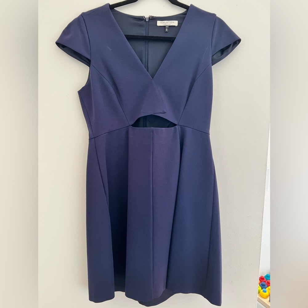 Halston Heritage v-neck mini dress navy size 8